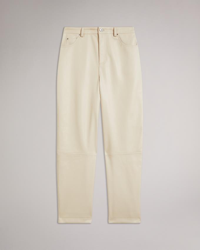 Pantalon Ted Baker Straight Leg Faux Leather Beige Femme | JPJ-80494945